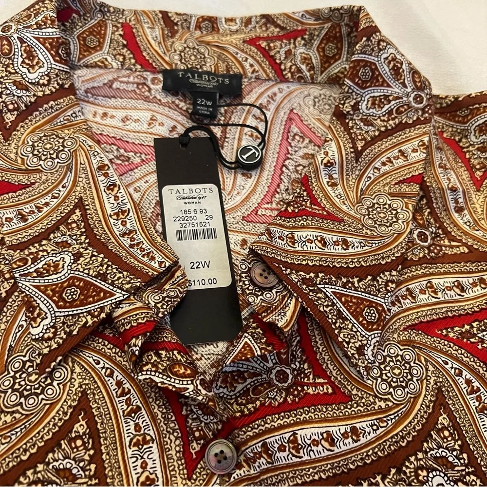 Talbots Paisley Blouse - Red and Brown - Picture 4 of 14